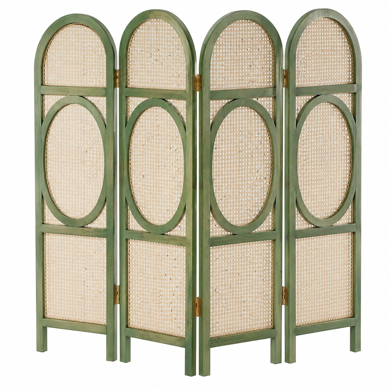 Separador de ambientes plegable de 4 paneles estilo natural verde 120 x 170 cm-cartdova